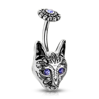 Piercing all'ombelico con gatto tribale