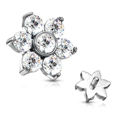 Dermal anchor con fiore incastonato di pietre