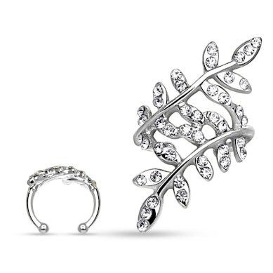 Earcuff con foglie ricoperte di pietre