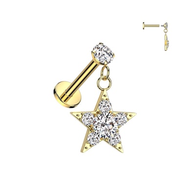 Labret con stella di pietre pendente