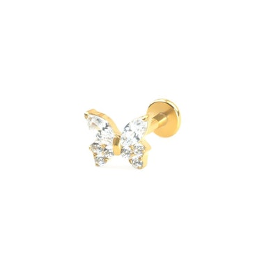 Labret in titanio con farfalla di zirconi