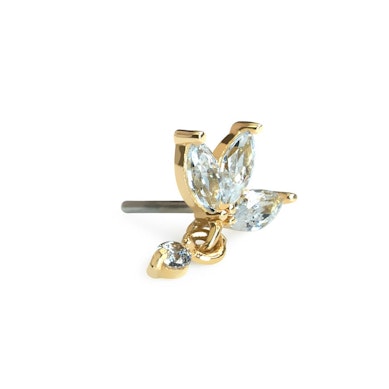 Top push-in 14K con fiore di loto e ciondolo