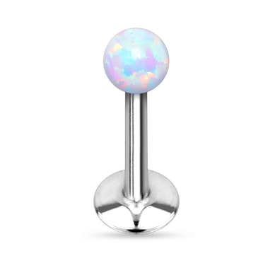 Labret con filettatura interna e pietra opale
