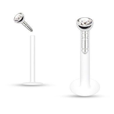 Labret in ptfe con pietre in vari colori