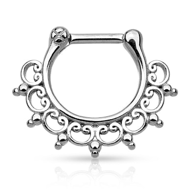 Septum in acciaio chirurgico con design ornamentale