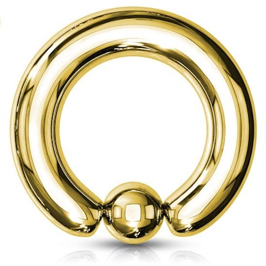 Cerchio con sfera grande placcato in oro