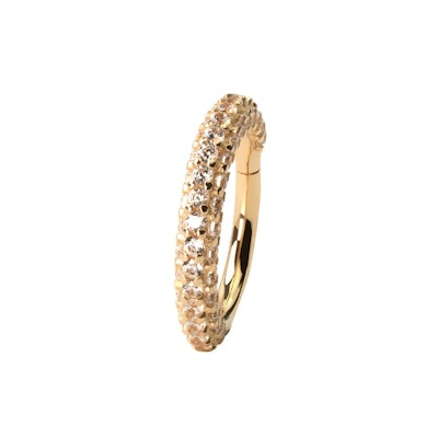 Cerchio con cardine in oro 14K tempestato di pietre rotonde