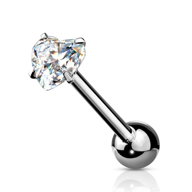 Piercing alla lingua con pietra a forma di cuore