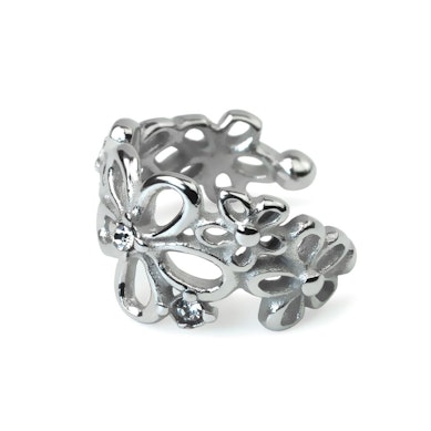 Earcuff in acciaio churgico con motivo a fiori