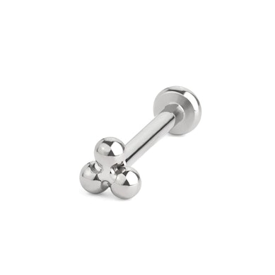 Labret push-in in titanio con top di sfere a triangolo