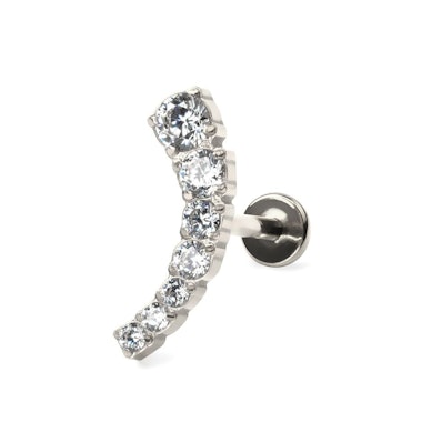 Labret push-in in titanio con top curvo e pietre
