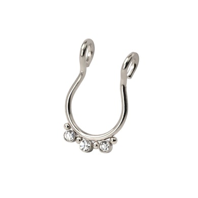 Cerchio per septum fake con tre pietre e perline