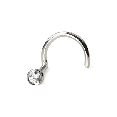 Piercing a uncino in oro 14 carati con pietra incastonata