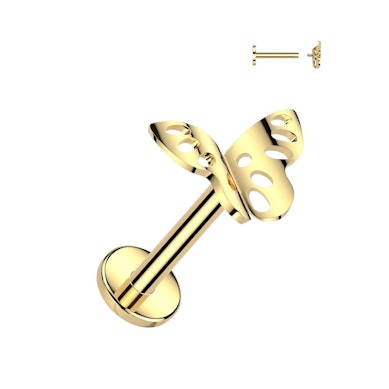 Labret in titanio con farfalla