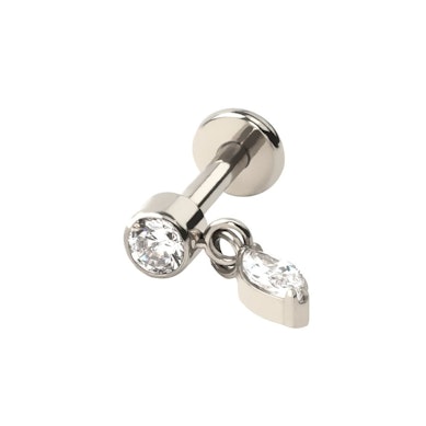 Labret in titanio con pietra pendente a taglio marquise