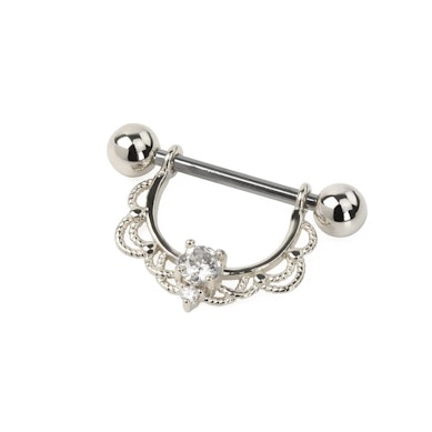Piercing al capezzolo con filigrana e pietra