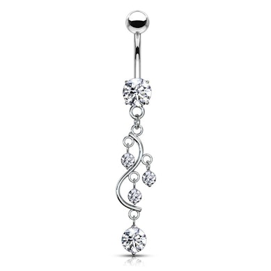 Piercing per ombelico con pendente a forma di S