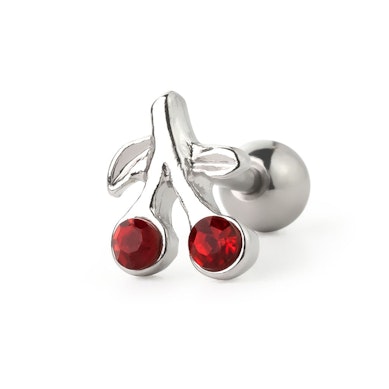 Gioiello per tragus con ciliegie rosse