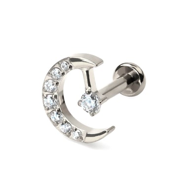 Labret in titanio con luna e stella