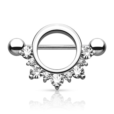 Piercing al capezzolo con arco di pietre