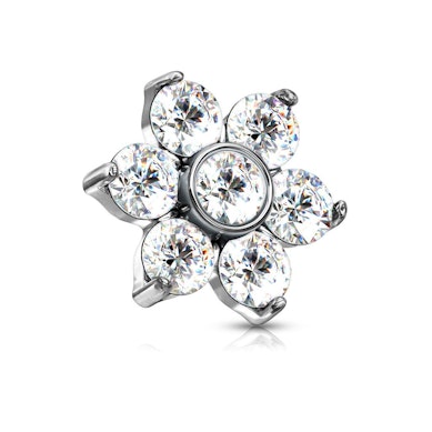 Dermal anchor con fiore incastonato di pietre