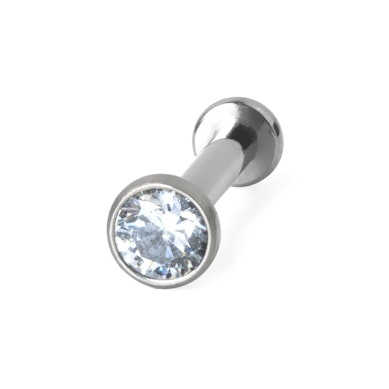 Labret push-in in titanio con pietra incastonata