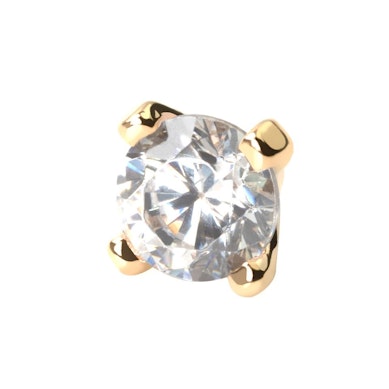 Dermal top in solido oro 14 carati con pietra chiara