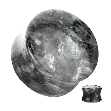 Plug con doppia svasatura in pietra labradorite nera naturale