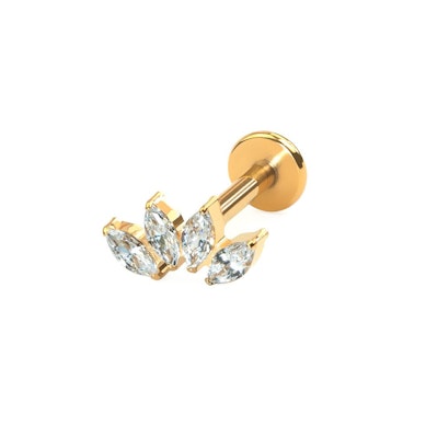 Labret in titanio con quattro pietre taglio marquise