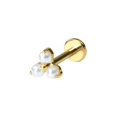Delicato labret in titanio con trio di perle