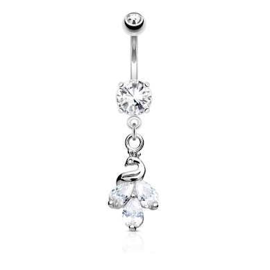 Piercing all'ombelico con pavone come pendente
