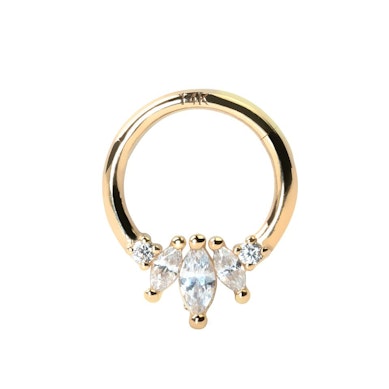 Cerchio in oro 14K con pietra ovale