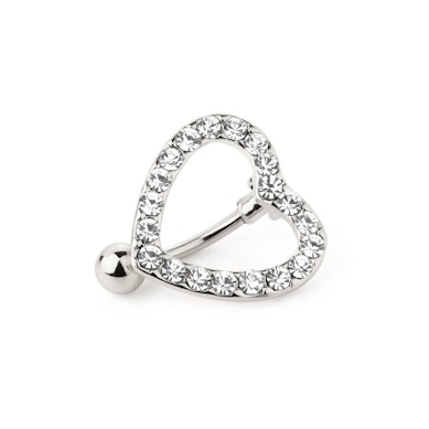 Piercing all'ombelico con cuore dal bordo di pietre