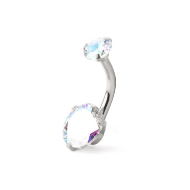 Piercing all'ombelico con filettatura interna e pietre multicolore