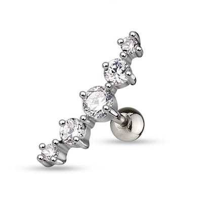 Gioiello per piercing helix con fila di gemme