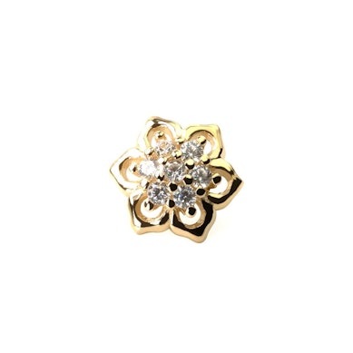 Dermal in oro 14 carati a forma di fiore con sette pietre