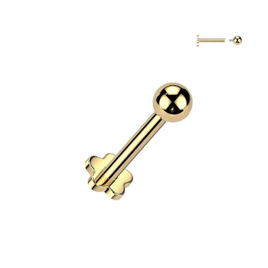 Labret in titanio con flat back a fiore