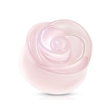 Plug di quarzo rosa con rosa lavorata