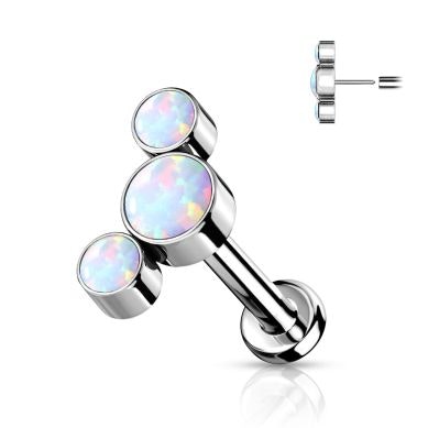 Labret push-in in titanio con varietà di pietre opale