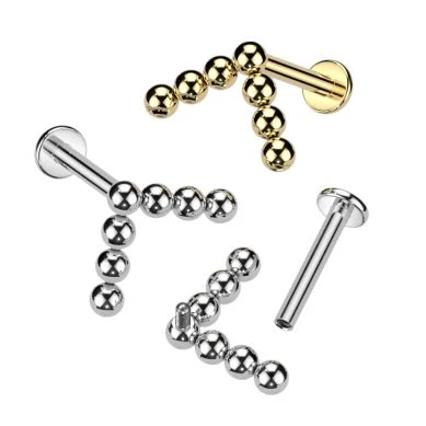 Labret Dorato Con Sfera 1,2mm – Acciaio Chirurgico PVD Lunghezze Variabili 6-10mm