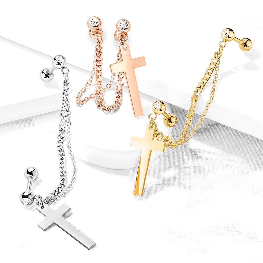 Set di barre con doppia catenella e croce di cristallo