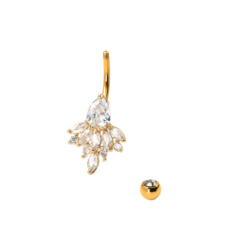 Piercing all'ombelico con pietre allungate