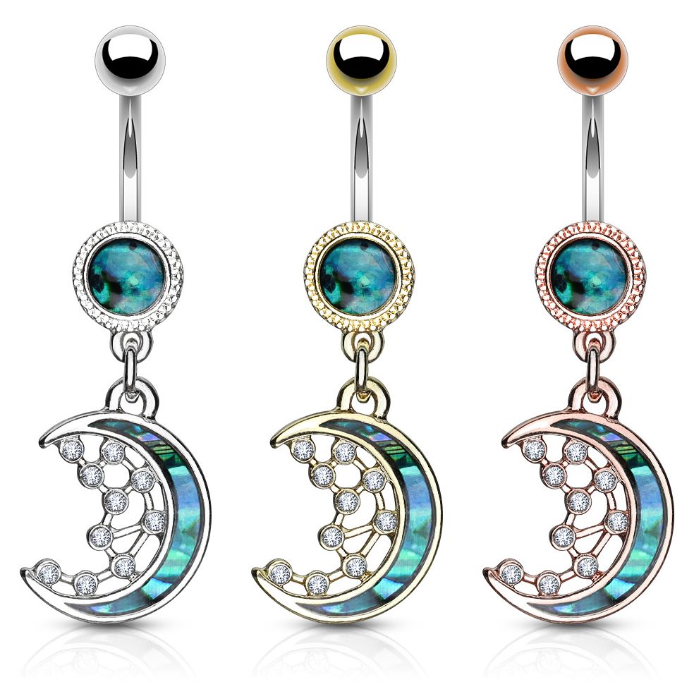 Piercing all'ombelico con mezzaluna e stelle