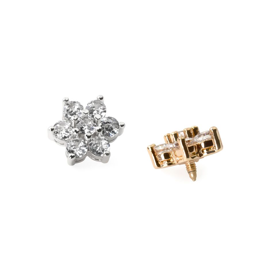 Dermal a forma di fiore con pietra centrale, disponibile in diversi colori