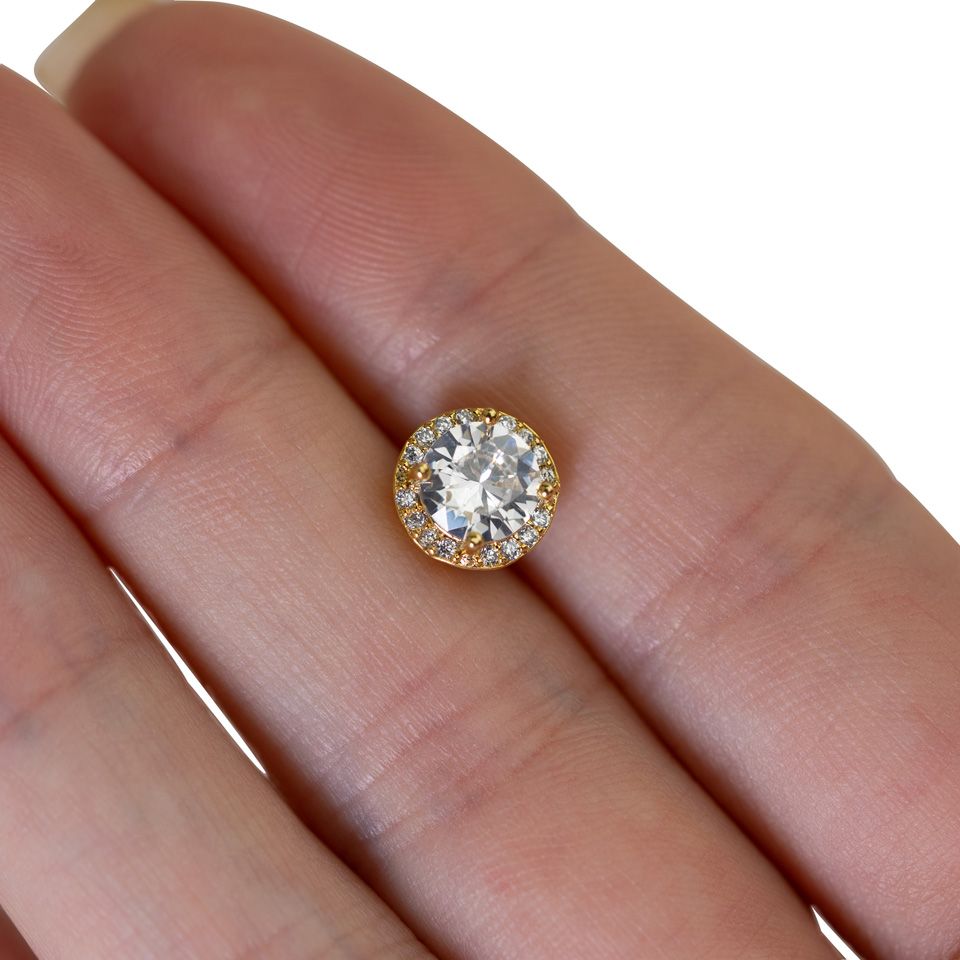 Dermal top rotondo con pietra sfaccettata in vari colori