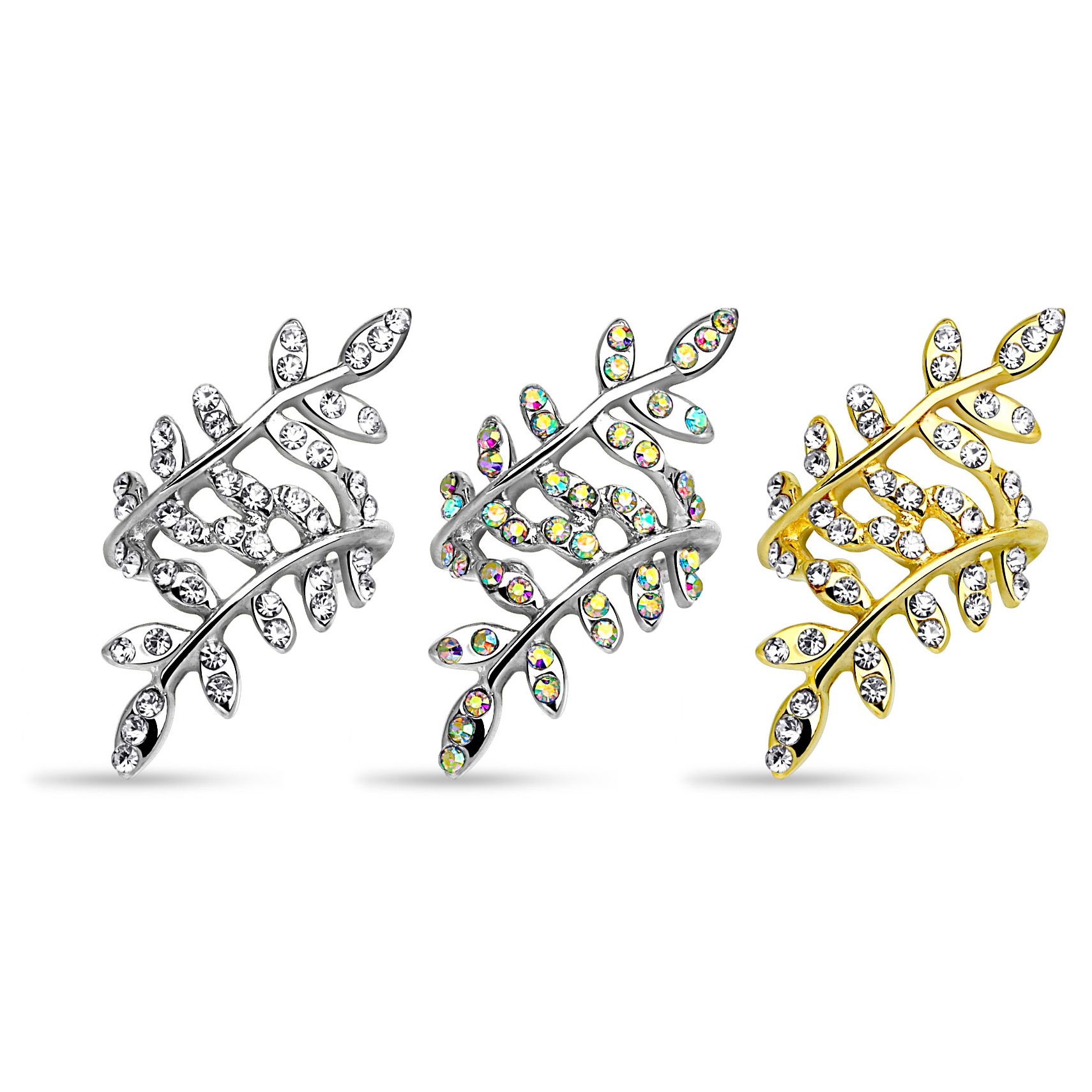 Earcuff con foglie ricoperte di pietre
