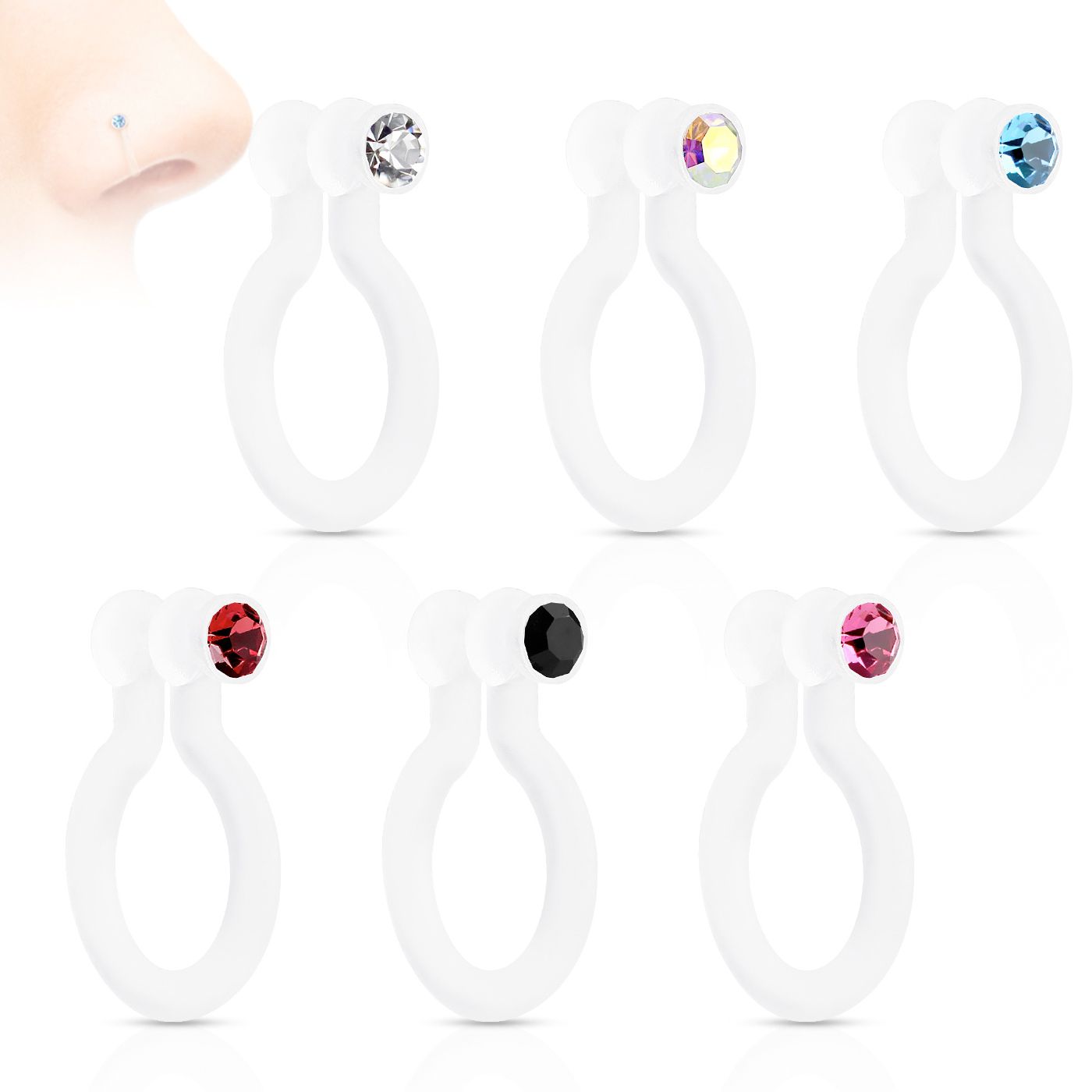 Fake piercing al naso con pietra