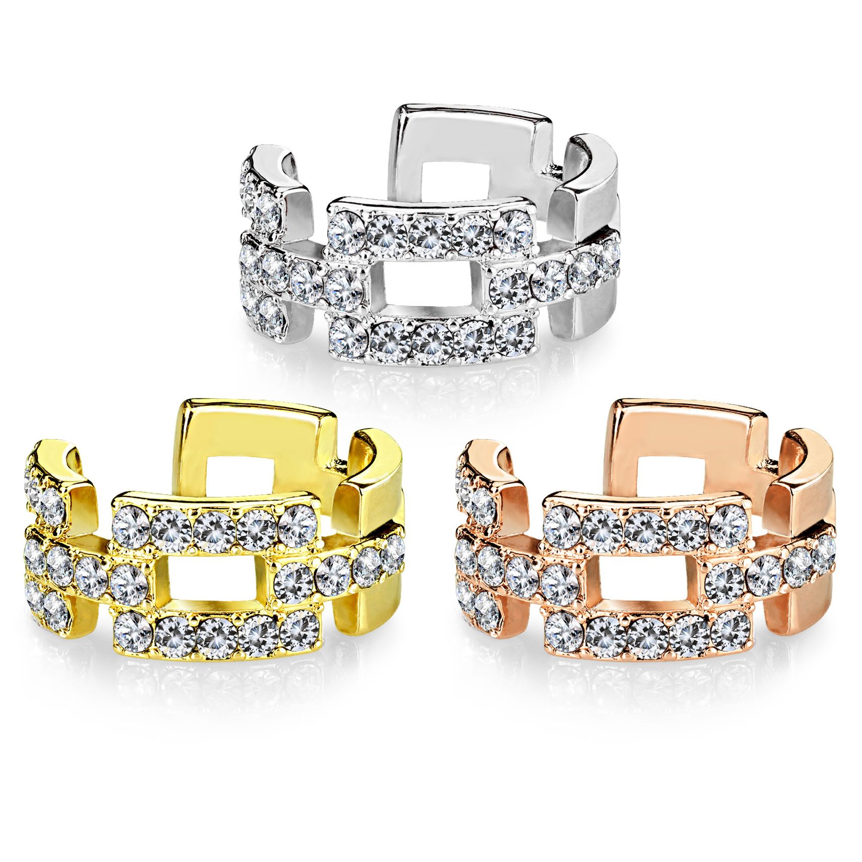 Ear cuff con quadretti di pietre