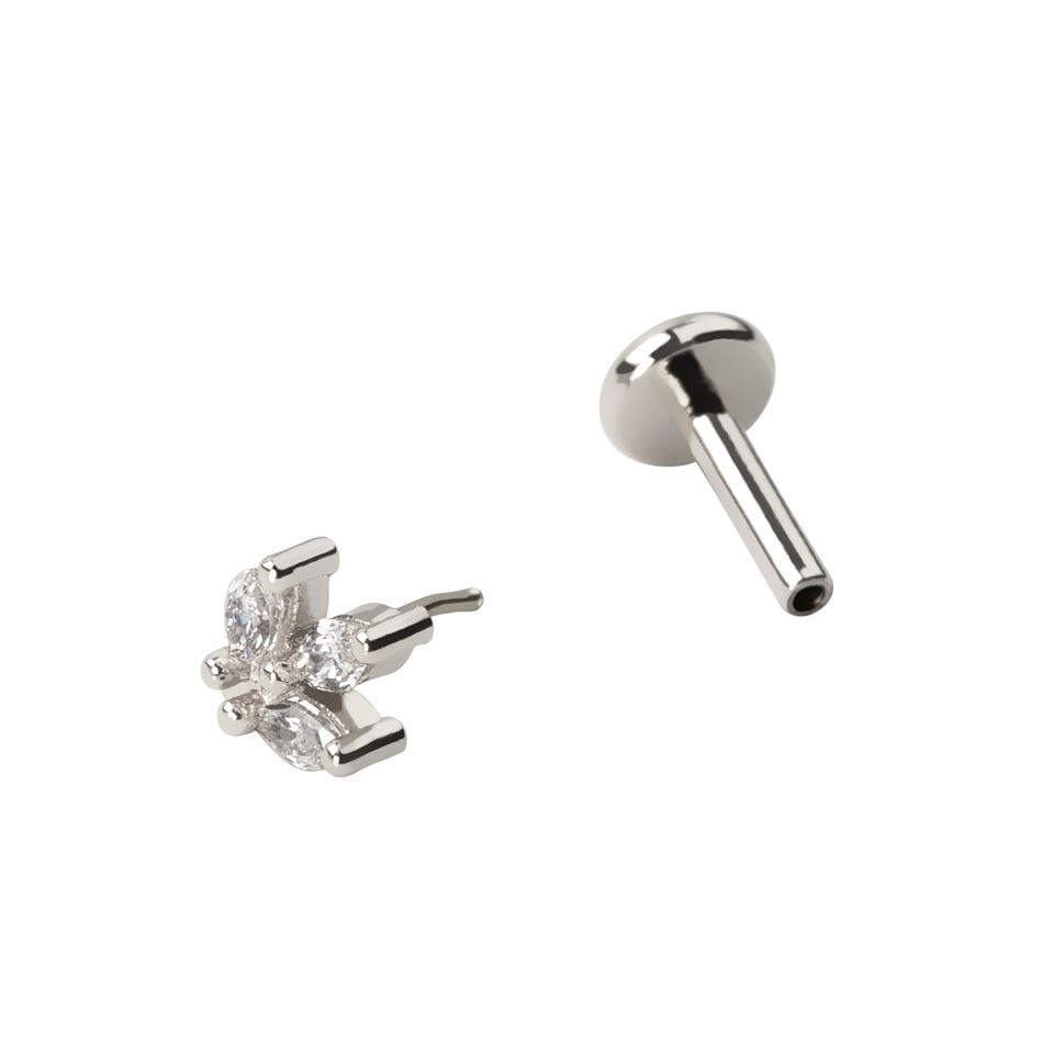 Labret push-in con pietre taglio marquise