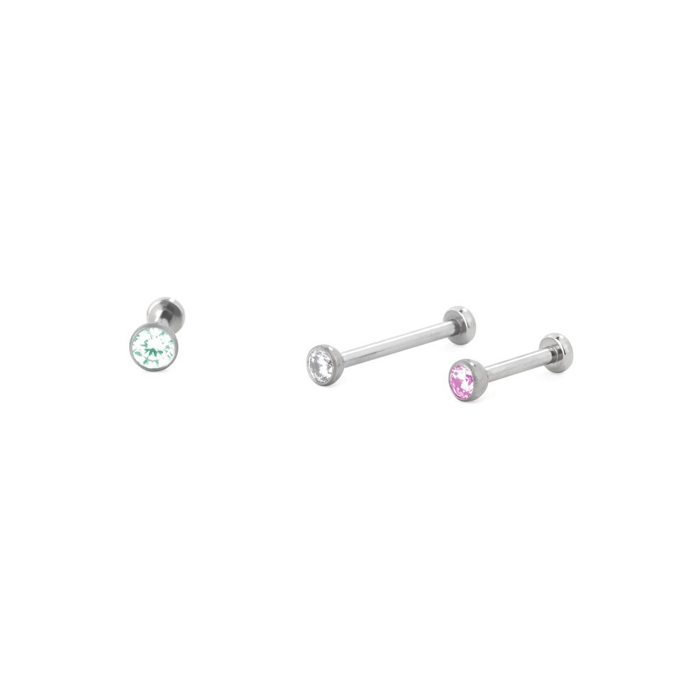 Labret push-in in titanio con pietra incastonata